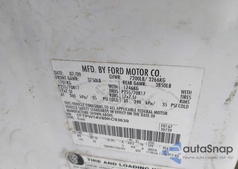 2009 Ford F-150 Fx4/King Ranch/Lariat/Platinum/Xl/Xlt из США, поврежденный, VIN 1FTPW14V89KC93639